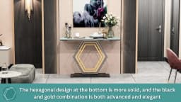 120cm Modern Console Entry Table Geometric Base Sintered Stone Top Long Accent Table for Hallway Foyer Decor Storage
