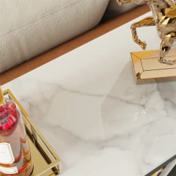 120cm Modern Console Entry Table Geometric Base Sintered Stone Top Long Accent Table for Hallway Foyer Decor Storage