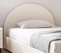 King Single Gas Lift Storage Bed Frame Platform Base with Boucle Fabric Upholstered Headboard and Spacious Underbed Storage