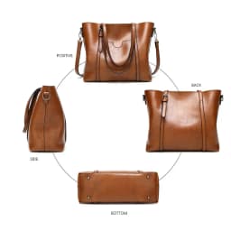 High-Quality Vintage Oil Wax Shoulder Bag for Women Premium Tote & Crossbody Handbag Designer Style Satchel for Everyday Use