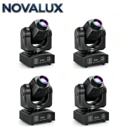 NOVALUX 4PCS 60W LED Moving Head Pattern Light DMX512 DJ Stage Light 9/11 Channels 7 Gobos 7 Colors Beam Spotlight for Disco Bar Party Wedding Live Show Club Lighting