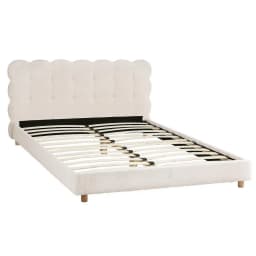 Queen Size Cloud Headboard Boucle Fabric Bed Frame White Platform Base Mattress Support Modern Bedroom Furniture