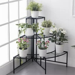 3-Tier Corner Ladder Plant Shelf for Indoor Outdoor Garden Flower Display Rack Metal Plant Stand Organizer