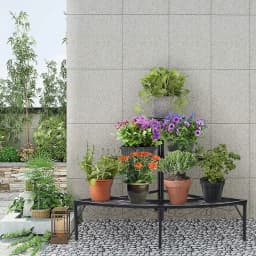 3-Tier Corner Ladder Plant Shelf for Indoor Outdoor Garden Flower Display Rack Metal Plant Stand Organizer