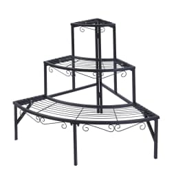 3-Tier Corner Ladder Plant Shelf for Indoor Outdoor Garden Flower Display Rack Metal Plant Stand Organizer
