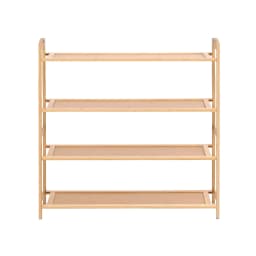 4 Tier Bamboo Shoe Rack Storage Organiser Pine Finish