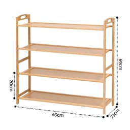 4 Tier Bamboo Shoe Rack Storage Organiser Pine Finish
