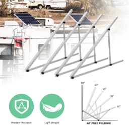 RVPOZWER 4PCS Solar Panel Bracket 45 Inch Adjustable Foldable Tilt Leg Mount Stand Heavy Duty Support Frame for Off-Grid System RV Camper Trailer Boat Home Rooftop Outdoor Solar Panel Installation
