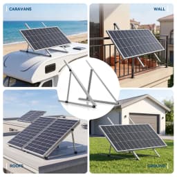 RVPOZWER 4PCS Solar Panel Bracket 45 Inch Adjustable Foldable Tilt Leg Mount Stand Heavy Duty Support Frame for Off-Grid System RV Camper Trailer Boat Home Rooftop Outdoor Solar Panel Installation