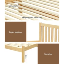Single Size Wooden Oak Bed Frame Modern Solid Wood Bedroom Furniture Durable Natural Finish Platform Bed Frame