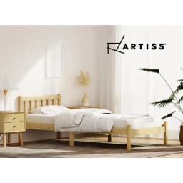 Single Size Wooden Oak Bed Frame Modern Solid Wood Bedroom Furniture Durable Natural Finish Platform Bed Frame