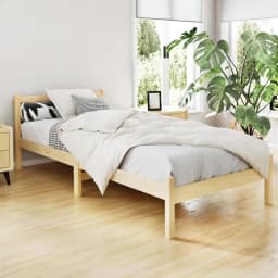 Single Size Wooden Oak Bed Frame Modern Solid Wood Bedroom Furniture Durable Natural Finish Platform Bed Frame