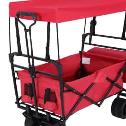 Foldable Garden Cart with Removable Canopy Heavy Duty Utility Wagon for Outdoor Use