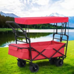 Foldable Garden Cart with Removable Canopy Heavy Duty Utility Wagon for Outdoor Use