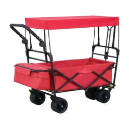 Foldable Garden Cart with Removable Canopy Heavy Duty Utility Wagon for Outdoor Use