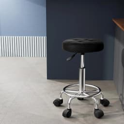 Salon Stool Round Swivel Chair Adjustable Height Rolling Beauty Spa Stool Upholstered Backless Seat for Salon Office Home Use