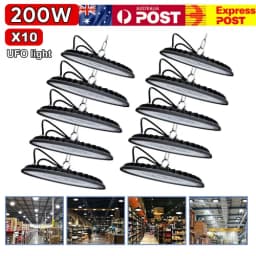 PORIYA 10 X 200W UFO LED High Bay Light Shop Industrial Workshop Warehouse Factory Lamp