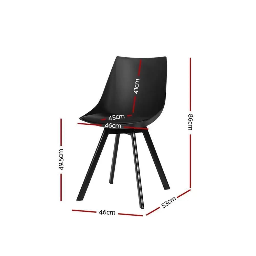 Modern Black PU Leather Dining Chairs Set of 2 Upholstered Plastic Seat Metal Legs Kitchen Side Chairs