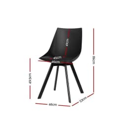 Modern Black PU Leather Dining Chairs Set of 2 Upholstered Plastic Seat Metal Legs Kitchen Side Chairs