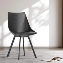 Modern Black PU Leather Dining Chairs Set of 2 Upholstered Plastic Seat Metal Legs Kitchen Side Chairs