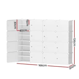 16 Cube Stackable Shoe Rack Organizer White Storage Shelf DIY Space Saving Multi Layer Home Entryway Closet Display Shelf