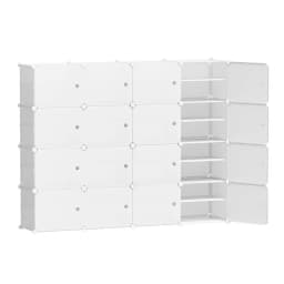 16 Cube Stackable Shoe Rack Organizer White Storage Shelf DIY Space Saving Multi Layer Home Entryway Closet Display Shelf
