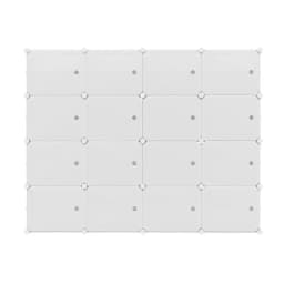 16 Cube Stackable Shoe Rack Organizer White Storage Shelf DIY Space Saving Multi Layer Home Entryway Closet Display Shelf