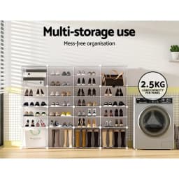 16 Cube Stackable Shoe Rack Organizer White Storage Shelf DIY Space Saving Multi Layer Home Entryway Closet Display Shelf