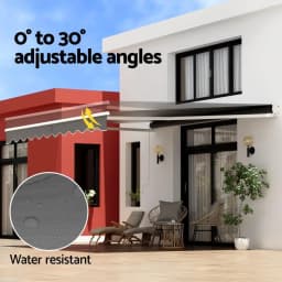 Manual Retractable Folding Arm Awning 4Mx3M Grey Outdoor Patio Sunshade Canopy