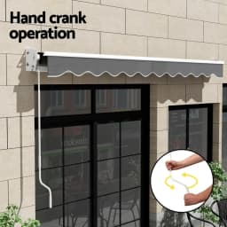 Manual Retractable Folding Arm Awning 4Mx3M Grey Outdoor Patio Sunshade Canopy