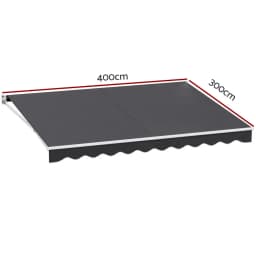 Manual Retractable Folding Arm Awning 4Mx3M Grey Outdoor Patio Sunshade Canopy
