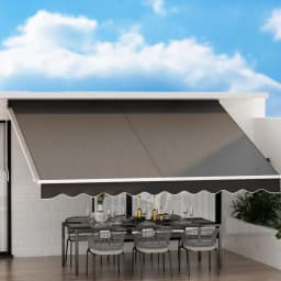 Manual Retractable Folding Arm Awning 4Mx3M Grey Outdoor Patio Sunshade Canopy