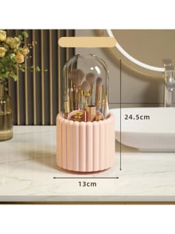 1pc 360° Rotating Makeup Brush Desktop Organizer, Large Capacity Cosmetic Storage Box For Dressing Table Student Pen