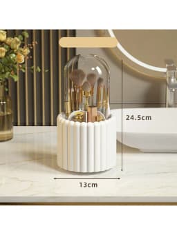 1pc 360° Rotating Makeup Brush Desktop Organizer, Large Capacity Cosmetic Storage Box For Dressing Table Student Pen