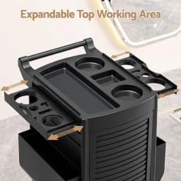 Salon Trolley with Lockable Doors 6 Tier Trays Mobile Hair Cart Black Rolling Storage Cabinet for Beauty Spa Salon Use