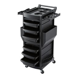 Salon Trolley with Lockable Doors 6 Tier Trays Mobile Hair Cart Black Rolling Storage Cabinet for Beauty Spa Salon Use