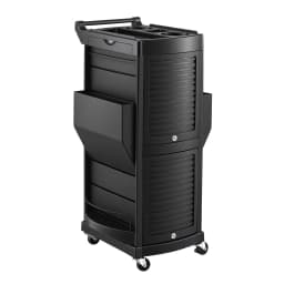 Salon Trolley with Lockable Doors 6 Tier Trays Mobile Hair Cart Black Rolling Storage Cabinet for Beauty Spa Salon Use