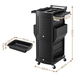 Salon Trolley with Lockable Doors 6 Tier Trays Mobile Hair Cart Black Rolling Storage Cabinet for Beauty Spa Salon Use