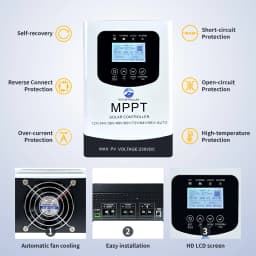 Fully Automatic PV MPPT Charge Controller, Solar Charger Compatible with Multiple Types of Storage Batteries, PV Regulator with RS485 Communication and LCD Touch Screen