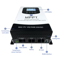 Fully Automatic PV MPPT Charge Controller, Solar Charger Compatible with Multiple Types of Storage Batteries, PV Regulator with RS485 Communication and LCD Touch Screen