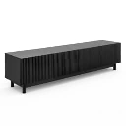 Modern 180cm Black TV Entertainment Unit Storage Cabinet for Living Room Media Console with Shelves and Closed Storage
