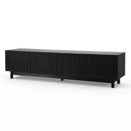 Modern 180cm Black TV Entertainment Unit Storage Cabinet for Living Room Media Console with Shelves and Closed Storage