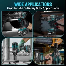 SEESII 1600Nm Cordless Impact Wrench Kit 3/4' High Torque Electric Impact Gun with 2x5.0Ah Batteries LED Light for Truck Heavy-Duty