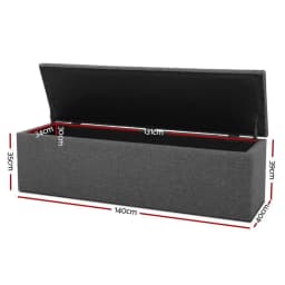 140cm Linen Dark Grey Storage Ottoman Blanket Box Foldable Footstool Bench Seat Extra Large Bedroom Living Room Organizer