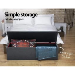 140cm Linen Dark Grey Storage Ottoman Blanket Box Foldable Footstool Bench Seat Extra Large Bedroom Living Room Organizer