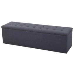 140cm Linen Dark Grey Storage Ottoman Blanket Box Foldable Footstool Bench Seat Extra Large Bedroom Living Room Organizer