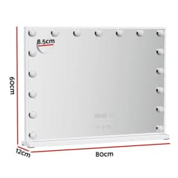 80x60cm Hollywood Vanity Makeup Mirror with LED Light Tabletop White