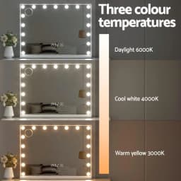 80x60cm Hollywood Vanity Makeup Mirror with LED Light Tabletop White