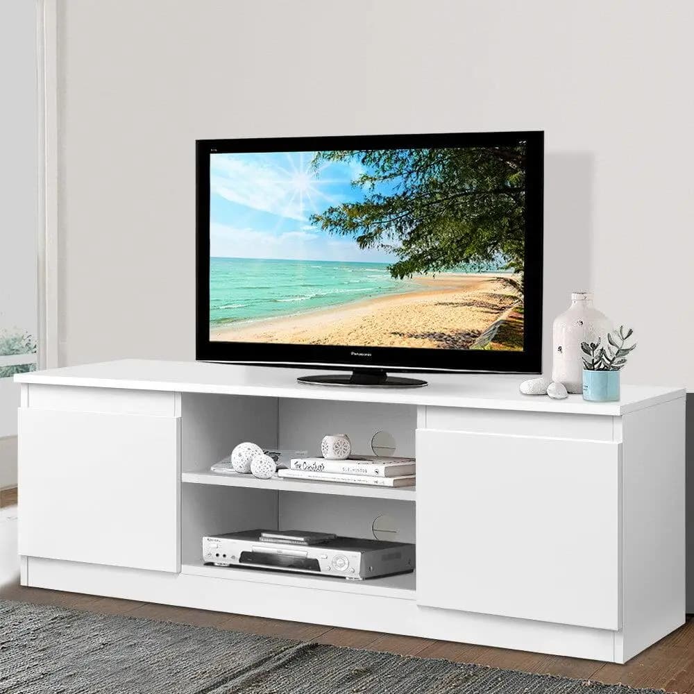 120cm White Modern TV Cabinet Entertainment Unit Minimalist Storage Stand for Living Room Home Furniture