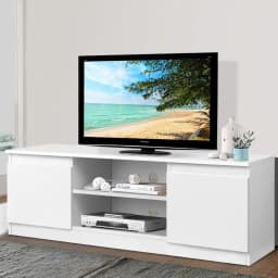 120cm White Modern TV Cabinet Entertainment Unit Minimalist Storage Stand for Living Room Home Furniture